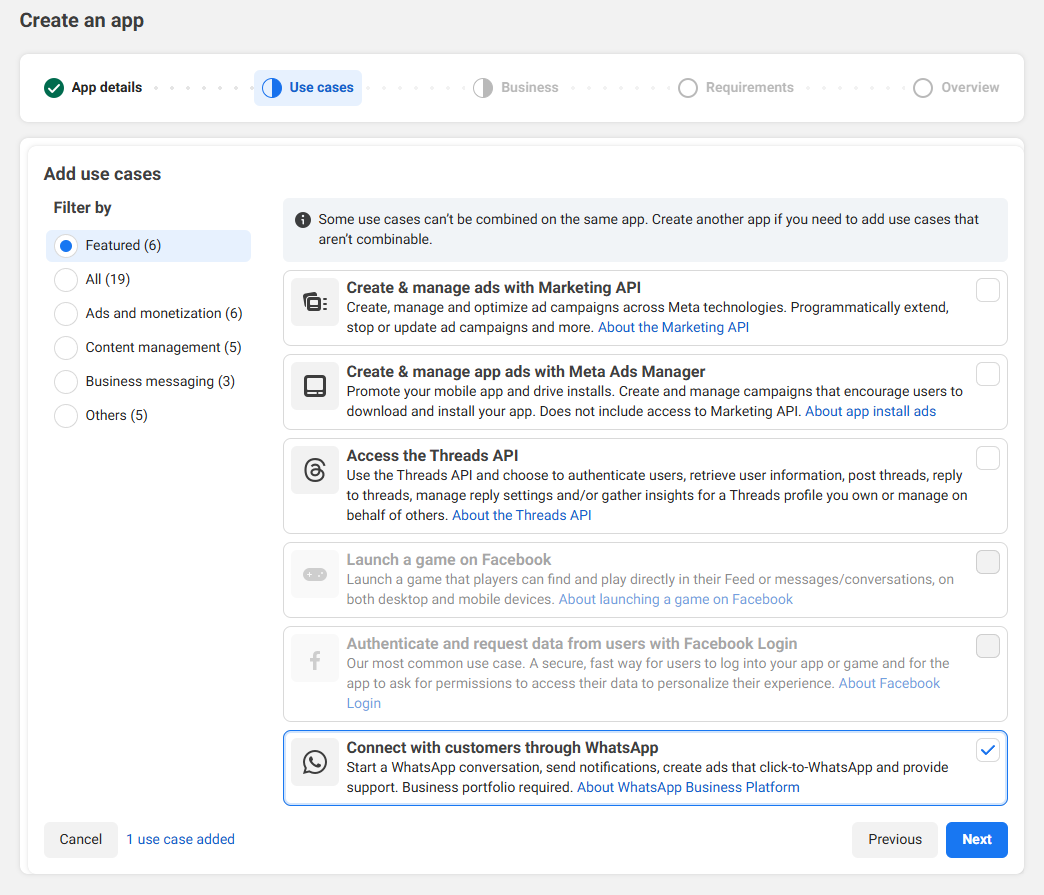 Meta developer account creation flow